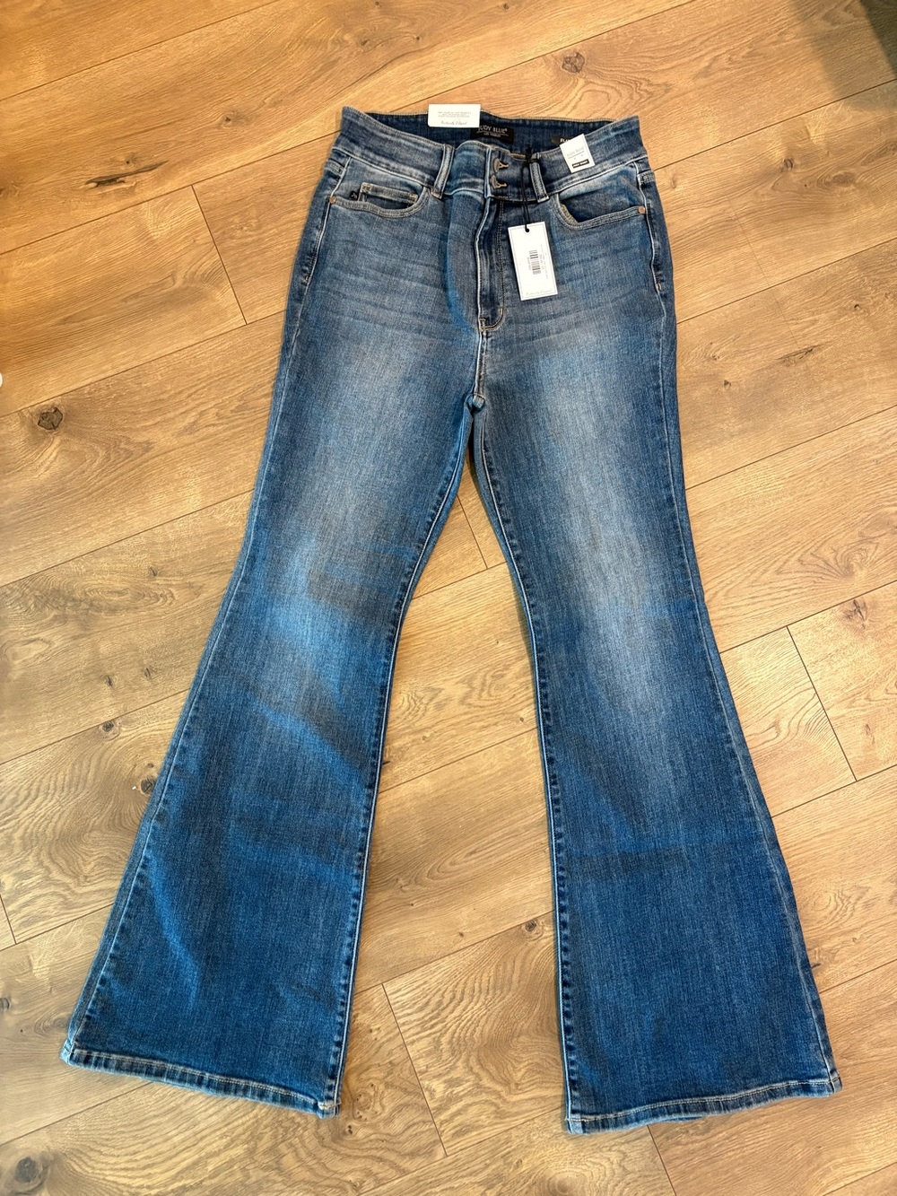 Judy Blue High Rise Flare Jeans 13/31 Blue Medium Wash Stretch